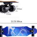 Mini Cruiser Longboard, 31 Inch Small Size Wide Wheel Skateboard, Beginner Stable & Easy-to-Control Skateboard, Suitable for Park & Street Riding, Unique Flame Pattern