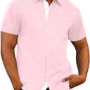 JMIERR Men's Casual Button Down Shirts Wrinkle-Free Short Sleeve Business Dress Shirt