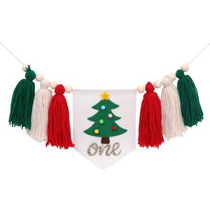 Christmas 1st Birthday High Chair Banner  Christmas Tree Themeone First Birthday Tassel Garland for Boys and Girls, Winter Holiday 1st Bday Cake Smash Props, Winter Wonderland Party Decor