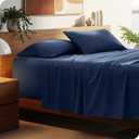 Bare Home Split King Sheet Set - 22" Deep Pockets - Luxury 1800 Ultra-Soft Microfiber Bed Sheets - Double Brushed - Easy Fit - 5 Piece Set - Bedding Sheets & Pillowcases (Split King, Dark Blue)