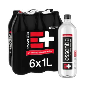 Essentia Bottled Water, 1 Liter, Pack of 6 Bottles; 99.9% Pure, Infused with Electrolytes for a Smooth Taste, pH 9.5 or Higher; Ionized Alkaline Water (EXP 05/15/28)