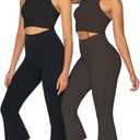 Sunzel High Waist Mini Flared Leggings for Women, Tummy Control Casual Flare Yoga Pants for Yoga Workout Gym (L)