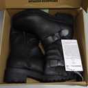 Amazon Essentials Women's Mid Calf Cropped Biker Boots (8, Black)