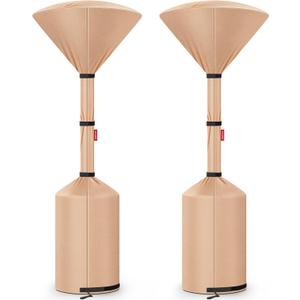 QH.HOME 2 Packs Patio Heater Covers, [2026 Upgraded Tear-Resistant Fabric] Waterproof with Robust Zipper,Dustproof/Wind/Sunlight/Snow-Resistant,(2 Pack-89"H x 33"D x 19"B ,Camel)