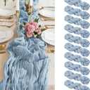 10 Pack Dusty Blue Cheesecloth Table Runner, 10FT Long Semi-Sheer Boho Rustic Guzae Table Runner for Wedding , Party ,Bridal Shower Decor(35120 Inch)