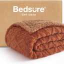 Bedsure Gentlesoft Sherpa Fleece Blanket Twin Size for Bed - Fluffy & Cozy Cable Jacquard Tufted for Women Gift, Thick and Warm Christmas Blanket for Winter, Orange, 60x80 Inches