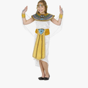 fun shack Kids Cleopatra Costume, Egyptian Dress for Girls, Historical Costume for Kids, Halloween Outfit for Girls(M)