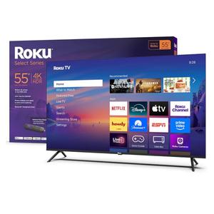 Roku Smart TV 2025 – 55-Inch Select Series, 4K HDR TV – Roku TV with Enhanced Voice Remote – Flat Screen LED Television with Wi-Fi for Streaming Live Local News, Sports, Family Entertainment