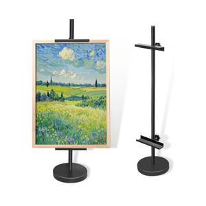 BigKing Tabletop Picture Frame Stand - Floor Standing Photo Frame Holder with Wide Base, Metal Art Display Stand, Adjustable Height up to 31.5 Inches, for Floor, Countertop