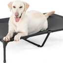 Garnpet XL Elevated Dog Bed for Large Dogs, Raised Dog Cot Beds, Heavy Duty Pet Beds with Durable Teslin Recyclable Mesh, Black Outdoor Pet Bed