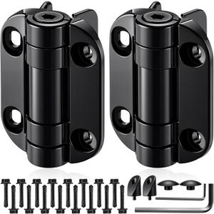 Pelopy 2 Pack Self Closing Gate Hinges 3.5 inch Self-Aligning Heavy Duty Spring Hinges Adjustable Tension Pool Safety for Any Square Post, Aluminum Gates Swing Close 90bs Black