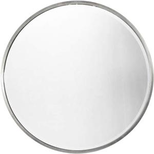 Large Silver Circular Bevelled Wall Mirror 100cm x 100cm 3ft3 x 3ft3
