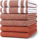 Homaxy Premium Kitchen Towels(18x 28, 6 Pack), Large Cotton 380 GSM Kitchen Hand Towels, Soft and Absorbent Terry Dish Towels, Multipurpose Tea Towel Set with Hanging Loop, Rust