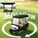 Golf Cart Cover 4 Passenger with Clear PVC Windows, 420D Heavy Duty Waterproof Golf Cart Seat Cover for 86" Roof Yamaha EZGO Club Car, Windproof All-Weather Golf Cart Accessories