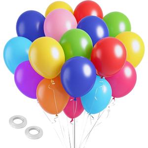 Balloons Assorted Colors Rainbow Decorations 100 Pack 12 inch Round Bright Latex Colorful Balloons for Birthday Baby Shower Wedding Party Birthday Decorations Supplies Arch Garland (Multicolor)