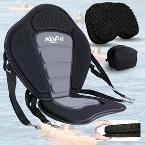NEW-Vi Deluxe Kayak Seat with Gel Cushion & Storage Bag - Padded Ergonomic Backrest for Kayak, Canoe, SUP, Fishing Boat - Anti-Slip & Waterproof