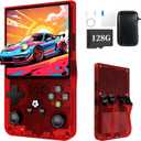 R36MAX Retro Game Console (R36S New Upgrade) - 4K HD 4.0" IPS Screen, 128GB Preloaded 22,000+ Retro Games, Open-Source Linux System, 4000mAh Rechargeable, Portable Video Games (Red 128G)