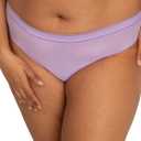 Curvy Couture womens Plus Size Thong Panties Available in Smooth, Mesh and Lace (X-Large, Lavender Shimmer)