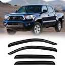 Window Visor for 2005-2015 Toyota Tacoma Double Cab, Out-Channel Rain Guards Shields Vent Deflector Shade Wind Dark Smoke 2006 2007 2008 2009 2010 2011 2012, Outside-Mount, 4PCS