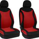 Car Front Seat Cover Set, Waterproof Vehicle Frontseat Protector with Removable Headrest, Washable Automotive Interior Seat Accessories, Universal Fit (Black/Red)