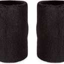 Suddora 6" Doublewide Wrist Bands/Armbands (Pair) - Thick Sweatbands for Basketball, Tennis, Baseball, Gym (Black)