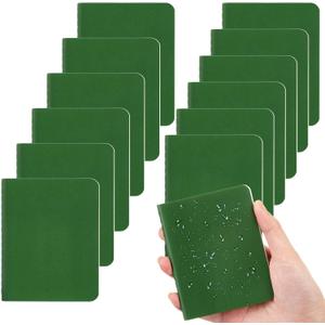 12 Pcs Waterproof Pocket Notebook 3.2" x 4" Field Notebook Green All Weather Notepad Small Rain Waterproof Notepad for Memo Travel Outdoor Tactical Activities Write, 32 Sheet, 64 Page