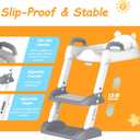 HBTower Potty Training Seat with Step Stool Ladder for Toddlers, Adjustable Kids Toilet Seat with Splash Guard, Anti-Slip Pads & Safety Handles, Comfortable Potty Chair for Boys & Girls (Grey)