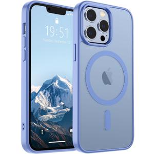 SUPFINE Magnetic for iPhone 13 Pro Max Case (Compatible with MagSafe) (Military Grade Drop Protection) Slim Translucent Matte Shockproof Phone Cover,Blue Purple