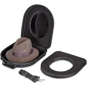 Travel Hat Carrier Case Cowboy Hat Box, Hard Cap Storage Organizer with Carrying Handle & Adjustable Shoulder Strap for Cowboy, Panama, Tweed Hats (Black)