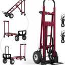 4 in 1 Convertible Hand Truck, Heavy Duty Alloy Steel Folding Dolly Cart with Wheels, 1000 LBS Capacity with 10" Solid Tires & Tie-Down Straps for Warehouse, Luggage Moving, Freight Handling