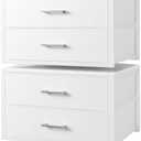 BOLUO Stackable Storage Drawers Closet Organizers and Storage Fabric White 2 Drawer Dresser for Bedroom 2 Packs Modern