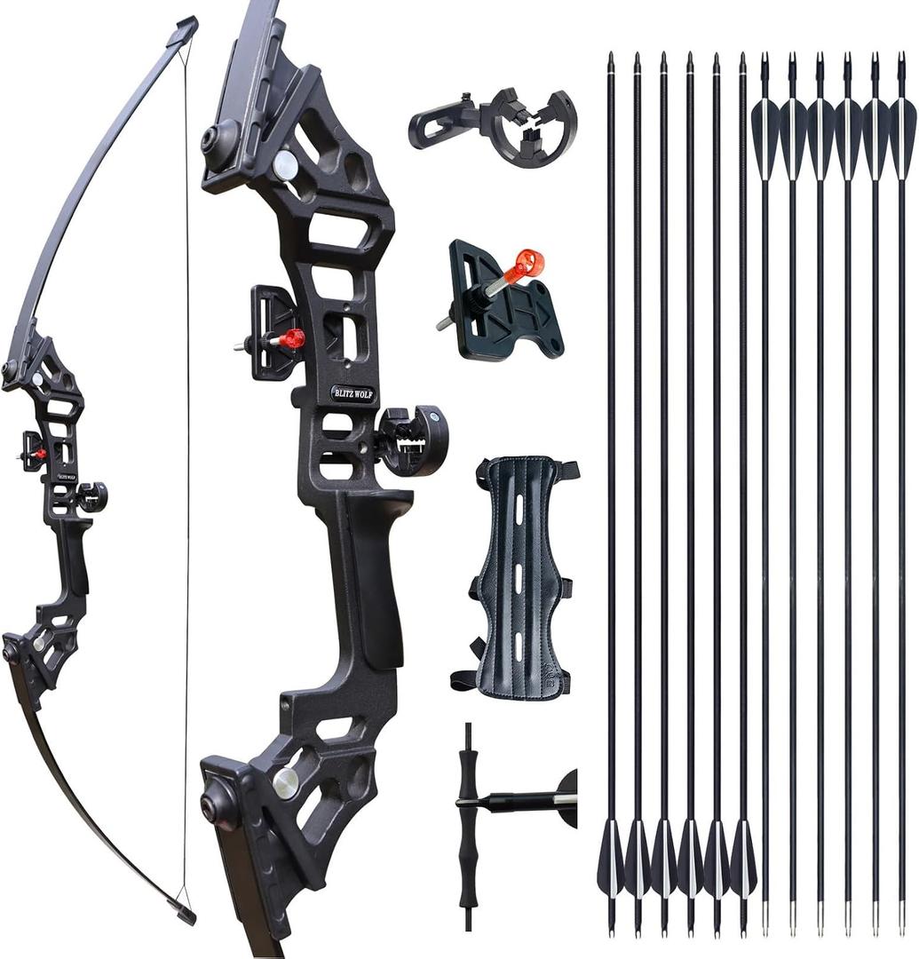 Archery Bows for Adults, Takedown Aluminum Alloy Riser Bow and Arrow Set for Adults Beginners, 30 40 Lbs Right Hand Archery Set with 12 Arrows Recurve Kit, 30lbs
