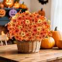 16 Bundles Artificial Fall Flowers for Outdoors, Realistic Fake Silk Flowers with Eucalyptus, No Fade Faux Fall Plants for Planter, Patio, Front Porch & Garden Decor