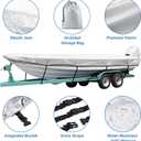 SPORTYOUTH Boat Cover, Trailerable Boat Cover 12' - 14' Waterproof Oxford Fabric 210D Anti-UV Dustproof Fit Classic Boat Open Boat Deep V-Hull Fishing Boats Small Utility Boat and More
