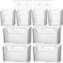 SiliFine 8 Pcs Storage Organizer Bins Wall Mounted Organizer Basket Plastic Cabinet Door Bins Stackable Hanging Baskets for Organizing for Wall Refrigerator Kitchen Bathroom Pantry(3.94'',Clear)