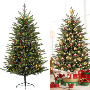 6.2ft Prelit Clear LED String Lights Classic Blue Spruce Artificial Christmas Tree | PVC Needle Foliage | Easy Storage with Storage Bag | Indoor Holiday Display, 
