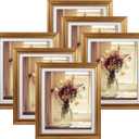 MEBRUDY 8x10 Picture Frames with Mat, Gold Photo Frames Set for Wall or Tabletop Display, 6 Pack