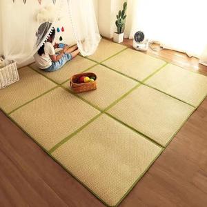 MYOYAY Large Japanese Tatami Mat 71x 71in Large Summer Breathable Sleeping Mat Foldable Rattan Floor Mat Non-Slip Memory Foam Stitching Carpet Crawling Mats Living Room Bedroom Playroom Yoga (Green)