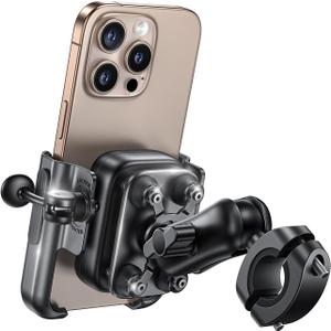 Lamicall All Metal Motorcycle Phone Mount - [Anti Shake] [Extendable Arm] Bike Phone Holder Handlebar Clamp, Bicycle Cell Phone Mount, for iPhone 16 Pro Max, 15 14, Galaxy S24 Ultra, 4.7-7.2" Phones