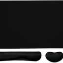 4-in-1 Large Gaming Mouse Pad, Keyboard Wrist Rest Pad & Wrist Support Mousepad Set, Extended Desk Pad Waterproof Desk Mat for Home Office Study Game-Black