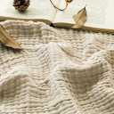 EMME Cotton Throw Blanket Large 50"x70" Gifts for Women 100% Muslin for Couch Breathable Gauze All Season Light Tan Soft and Lightweight PreWashed