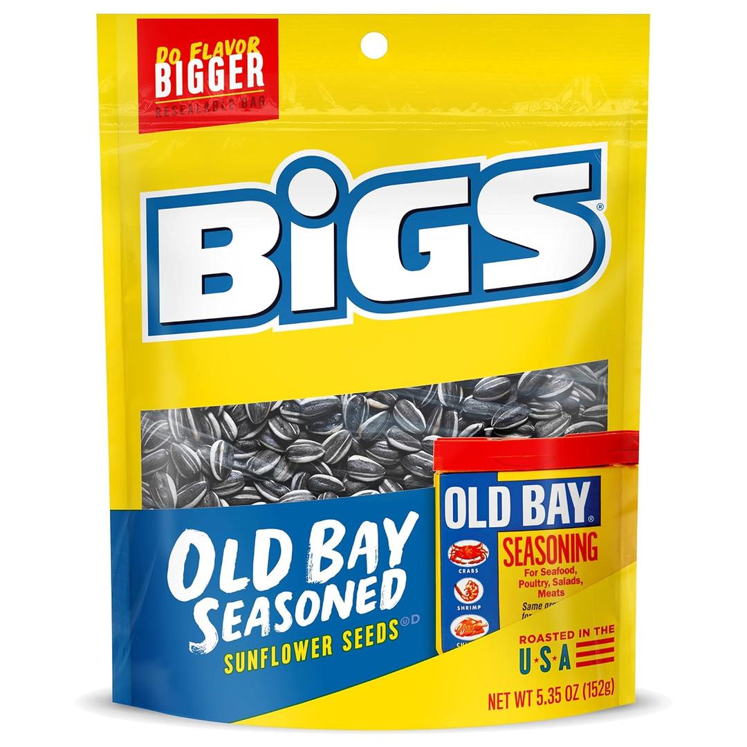 BIGS Sunflower Seeds, Old Bay Seasoned Flavor, 5.35 oz. (Pack of 12), Best by November 08 2025 