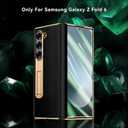for Samsung Galaxy Z Fold 6 Phone Case,Luxury Premier Genuine Leather,Full Body Hinge Protection,Built-in Screen Protector,Kickstand Slim Protective Cover for Galaxy ZFold 6 (Black)