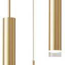 KCO Lighting 3-Light Gold Cylinder Kitchen Island Pendant Light Brushed Brass Metal Long Tube Bar Cluster Pendant Lighting Industrial Farmhouse Adjustable Hanging Ceiling Light Fixture