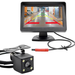 4.3 Inch TFT LCD Car Monitor Vehicle Rear View Reverse Backup Car LED Camera Video Parking System for Cars,Trucks,Pickups,Suvs, Easy Install, VS-S4301