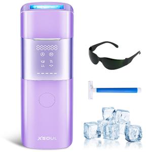 Xsoul Laser Hair Removal with Sapphire 5℃ Ice Cooling, Painless & Permanent IPL Laser Hair Device for Women Men, 2 Modes, 5 Levels, 999, 999 Flashes, at Home Hair Remover for Bikini, Armpit & Face
