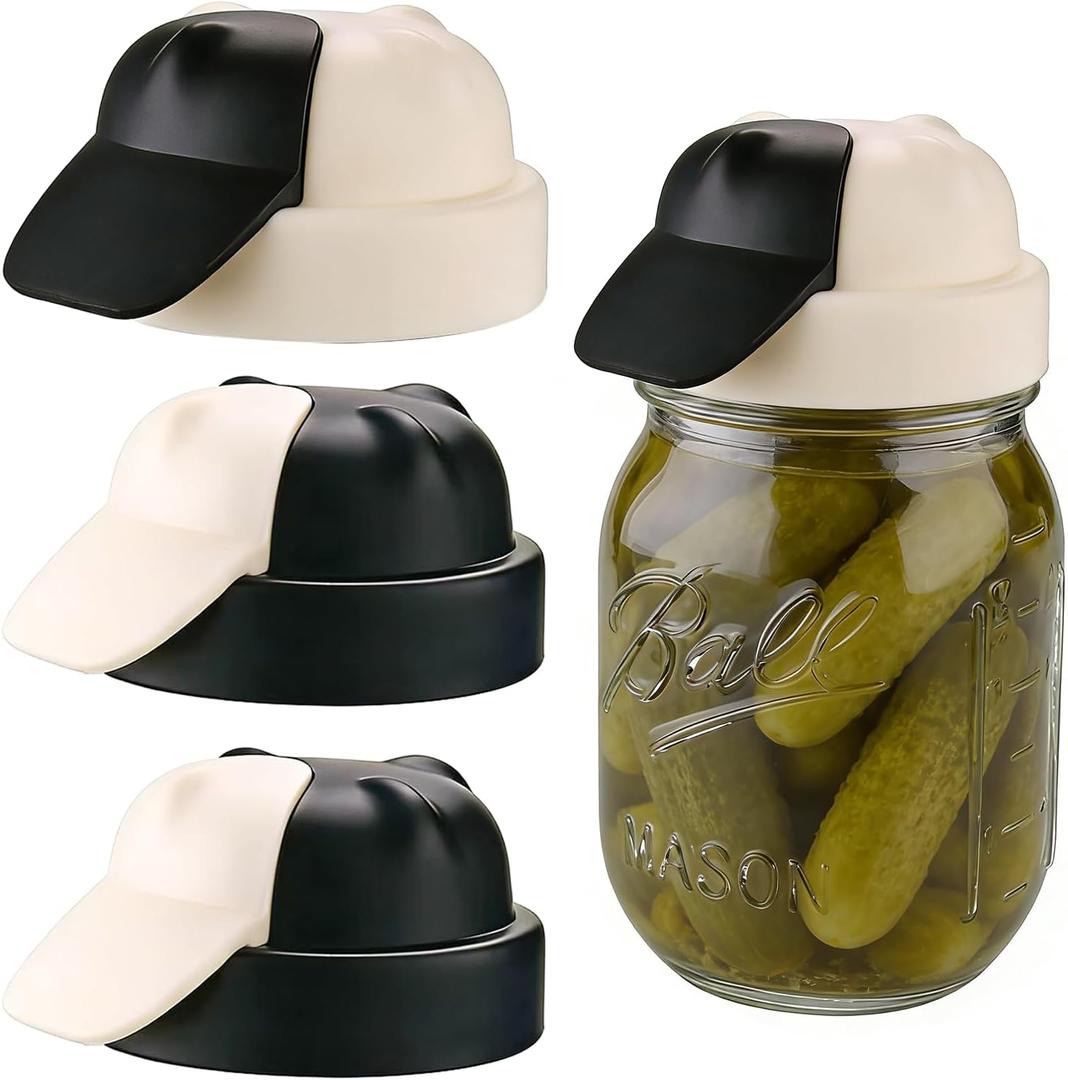 4 pack Mason Jar Lids, for Ball Kerr & More Canning Regular Mason Jars Drinking Lids & Food Storage Caps leak-proof, BPA-free, reusable (Bottle not included) (Black/White)
