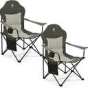 EVER ADVANCED Camping Chairs, Lawn Chairs Outdoor Sports Chairs, Folding Chair 2 Pack Camping Chairs for Adults, Supports 400lbs, Green
