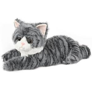 Gray Tabby Cat Stuffed Animals, Microwavable Stuffed Animal Adorable Fluffy Cat Plush for Warmth & Comfort, Heatable & Coolable Lavender Scent Cat Toys, Cute Soft Plushies Cat Gifts for Kids & Adults