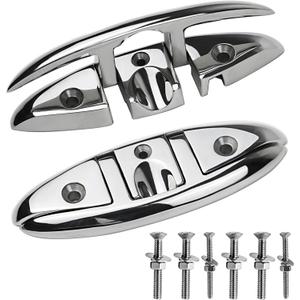 Folding Boat Cleats 5" 6" 316 Stainless Steel Flip up Dock Cleats Marine Grade Rope Cleat for Deck, Yacht with Fasteners